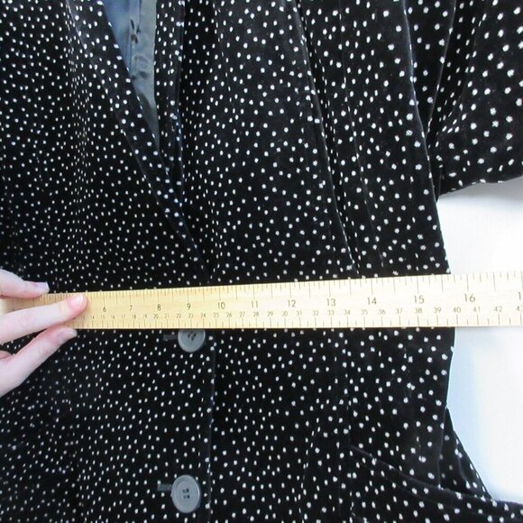 Escada Velvet Polka Dot Blazer Women 34 Cotton Broad Shoulder Black 90's Vtg 674 - Picture 12 of 14